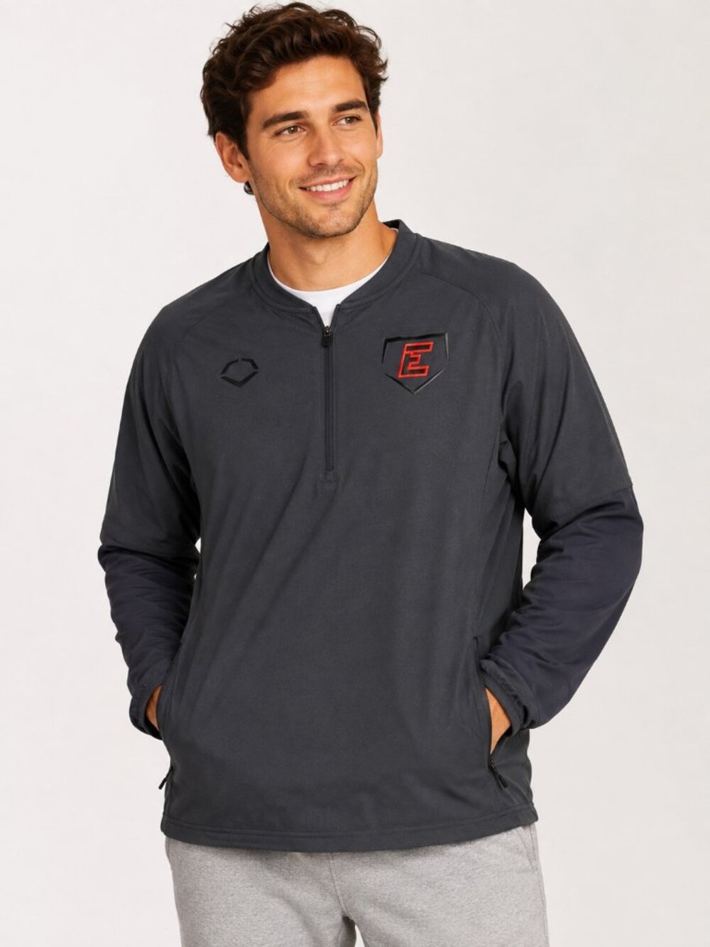 EvoShield Dark Charcoal 1/4 Zip Baseball Batting Practice Jacket Mens Medium EUC